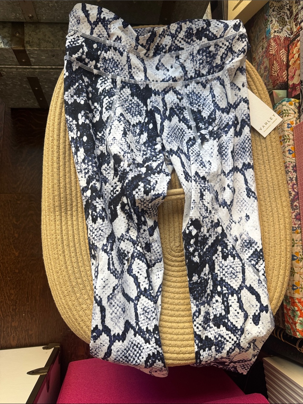 Varley Kids Snake-Print Leggings in Black & White